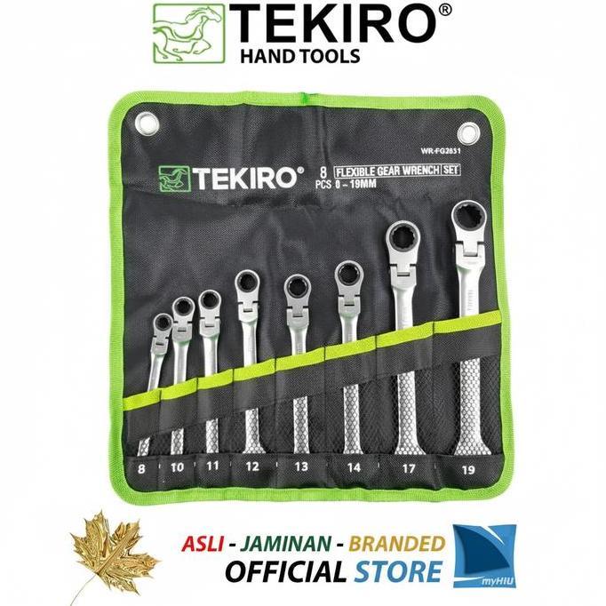 Set Kunci Pas Ring Ratchet Fleksibel Isi 8 pcs Uk. 8~19 mm TEKIRO