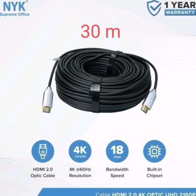 HARGA DISC - NYK Kabel 30Meter Active Fiber Optic HDMI 2160P ULTRA HD 4K HDR