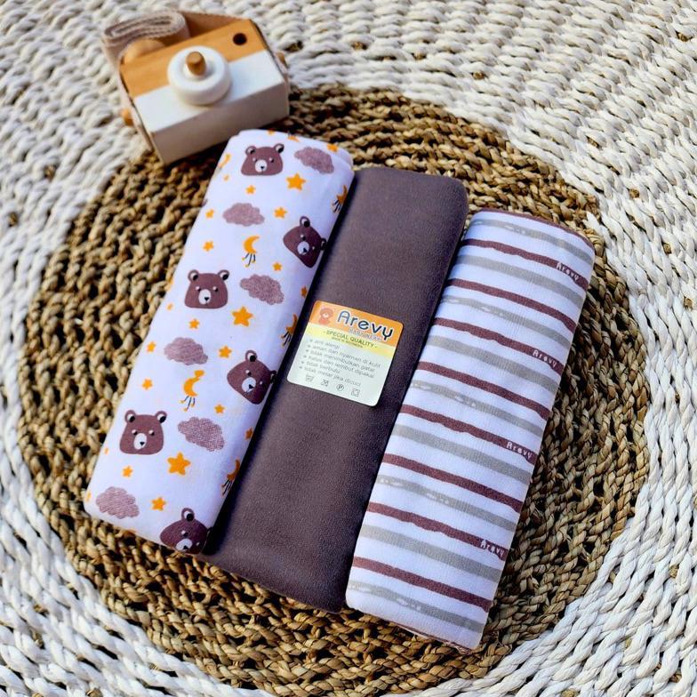 Big Promo 3 Bedong Bayi Seri Abu Bahan Kaos Bedong Jumbo 110X90 Perlengkapan Baby Newborn Bedong Kain Arevy