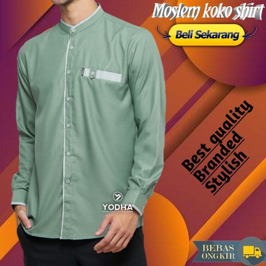 Termurah  Baju Koko Pria Putih Kemko List Polos Pria Panjang Baju Koko Dewasa Basic Shanghai Seragam