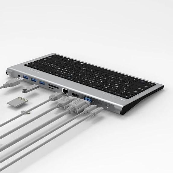 FEELTEK Usb C OTG Hub Keyboard 11 in 1 Hub HDMI 4K VGA RJ45 100W PD