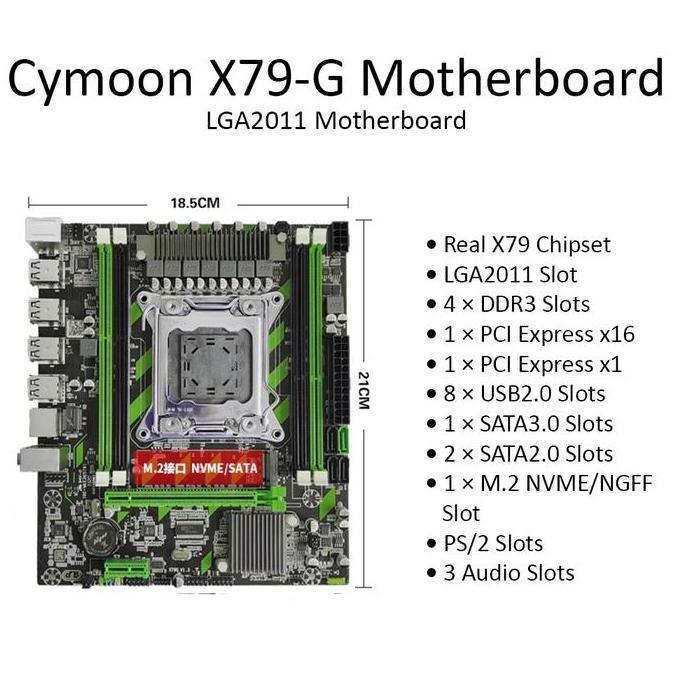 HARGA DISC - Cymoon X79 Motherboard LGA 2011 DDR3 Mainboard Mobo SATA3 Server