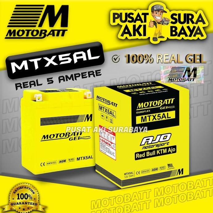 Promo OFFICIAL MOTOBATT GEL MTX5AL 5 AH ORIGINAL AKI MOTOR SHOGUN 110 SMASH Diskon