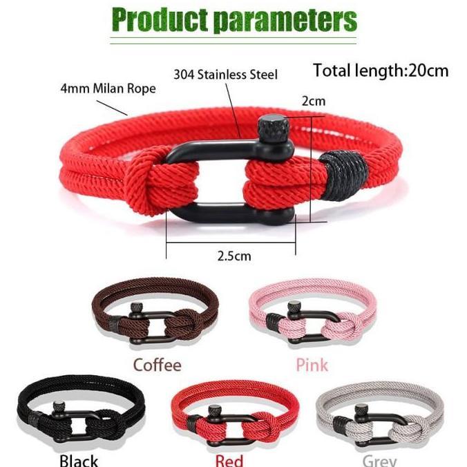 SHIRENLY Gelang Tali Bahan Stainless Steel Titanium Steel Untuk Pria Gelang Pria Keren Cowok Laki Ta