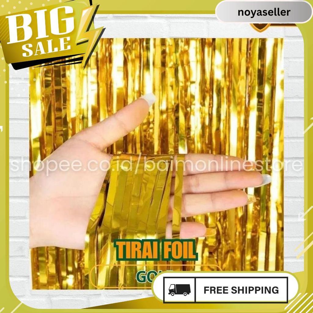 Tirai Foil Merah Putih Hijau Emas / Tirai Ulang Tahun Foil Curtain Import / Tirai Foil / Tirai Balon