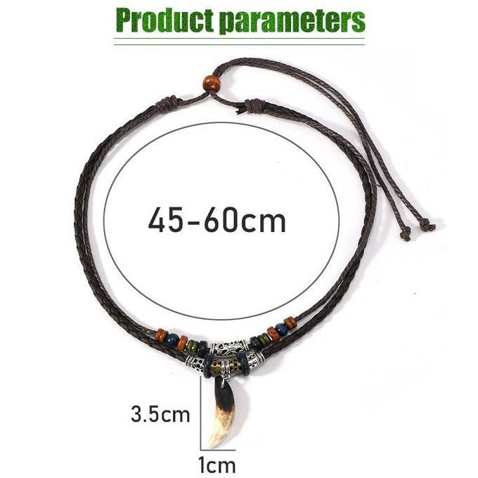 SHIRENLY Kalung Taring Melamin etnik Pria Wanita / Kalung Tali Bandul Melamin / Kalung Tali / Kalung