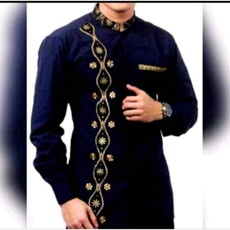 Cuci Gudang  Baju Koko Pria Lengan Panjang Koko Hadroh Koko Bordir Mix Batik Baju Baju Muslim Pria B
