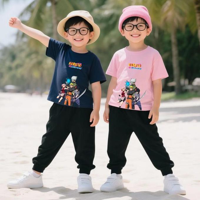AI126 >> Baju Setelan Anak Laki Laki - Pakaian Kaos dan Celana Panjang Fashion Anak Cowok Usia 5-15 