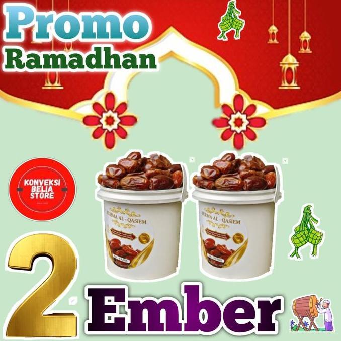 Paket Isi 2 Ember Kurma Al-Qassim 2 X 500 Gram TOTAL 1 KG ,Raja Kurma Madinah Camilan Food Manis Sna