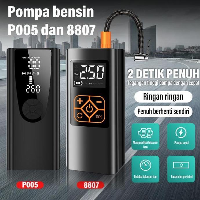 Pompa Ban Mobil Dan Motor Electric Portable -10000Mah Dengan Port Pengisian Usb Powerbank, Inflator 