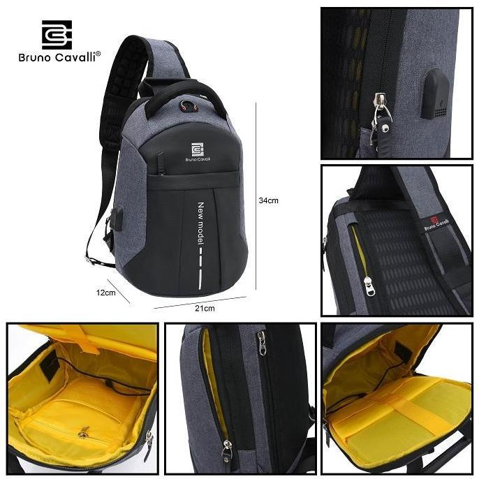 Ready Bruno Cavalli Tas Selempang Pria Black Box Mark Iii Design Anti Maling & Water Proof 36204 | O