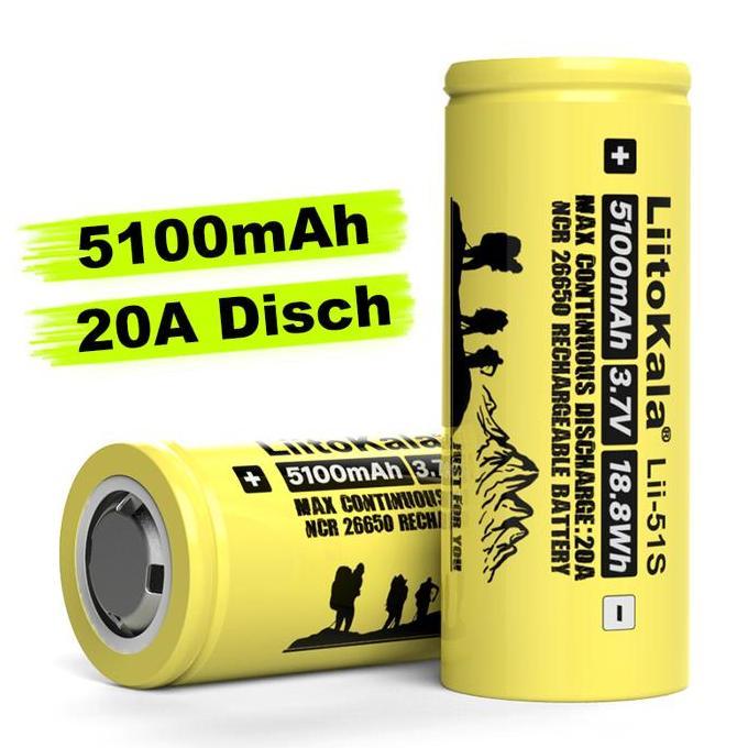 Baterai 26650 Liitokala 51S 5100 Mah / Baterai Senter