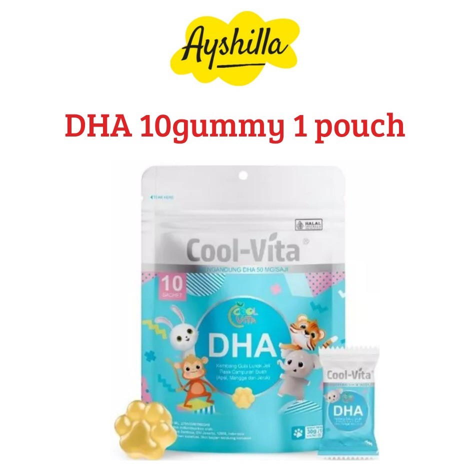COOLVITA 10 gummy dha 1 pouch Suplemen Vitamin Anak untuk Kesehatan Mata dan Perkembangan Otak