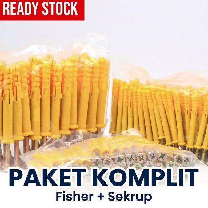 Lansungkirim- Fiser Set S6 S8 S10 /1 Pack / 50 Pcs/Fiser / Fischer Dowel + Sekrup | M6 / M8 / M10 Le