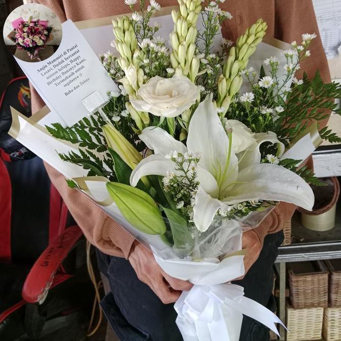 Lansungkirim- Bunga Buket /Bunga Asli /Mix Ros Lily Sedap Malam/Bunga Kado