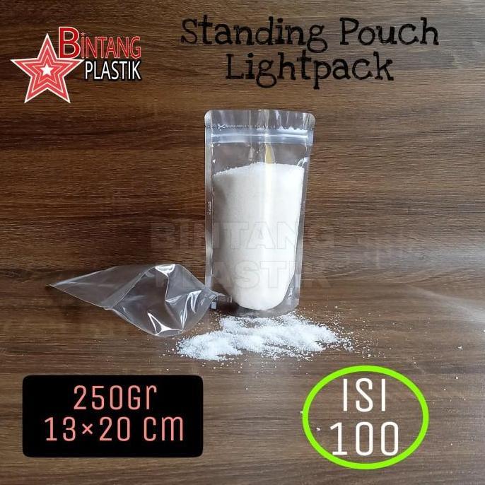 Standing Pouch LIGHTPACK 250gram 13x20 cm Plastik Klip Bening isi 100
