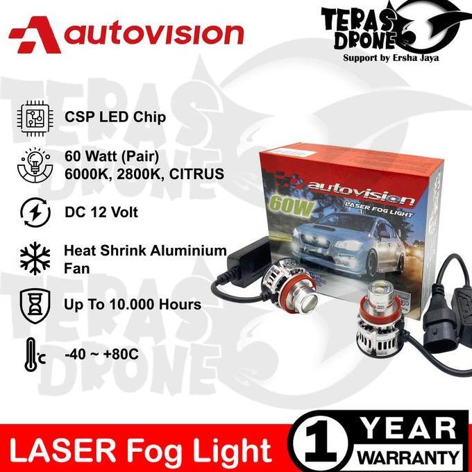LED Autovision Laser Foglamp H8 H11 H16 HB4 70 Watt - Garansi Resmi Car Siap Proses 
