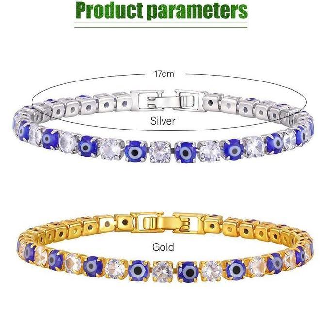 JALACA Gelang Evil Eye Keberuntungan Blue Eye Bracelet Zirconia Gelang Mata Turki Aksesoris Wanita K