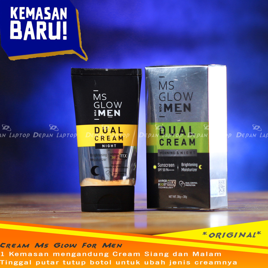 Ms Glow For Men Cream Day Night Energy Bright Siang Dan Malam Cerahkan Wajah