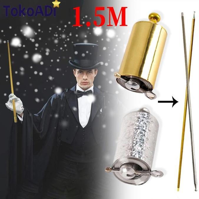 IDSTORE 150Cm Tongkat Sulap Ajaib Sihir Besi Metal Mainan Anak Laki Laki Perempuan Appearing Metal C