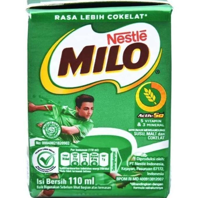 MILO UHT 110ML DUS ISI 36 PCS - NESTLE MILO SUSU COKELAT KOTAK KECIL 110 ML X 36 PAK KARTON RASA COK