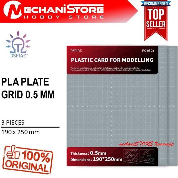 DSPIAE PLA PLATE GRID 0.5 MM - ALTERNATIF PLAPLATE TAMIYA 0.5MM