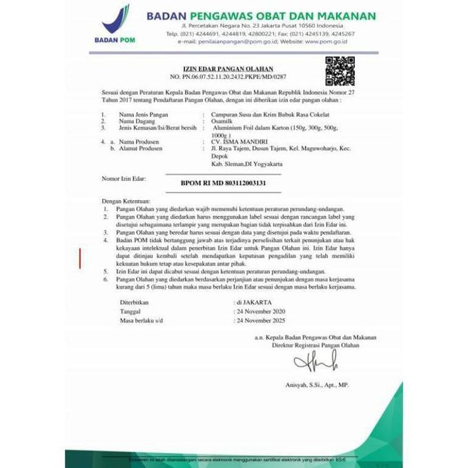 Osamilk Susu Bubuk Sapi Susu Bubuk Penggemuk Badan Susu Bubuk Sapi Murah 500gram Bpom Halal