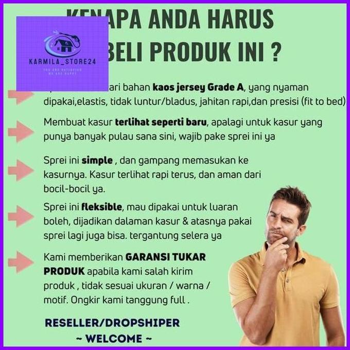 Sarung Kasur Uk.180x200x25-30 cm POLOS Untuk SPRINGBED