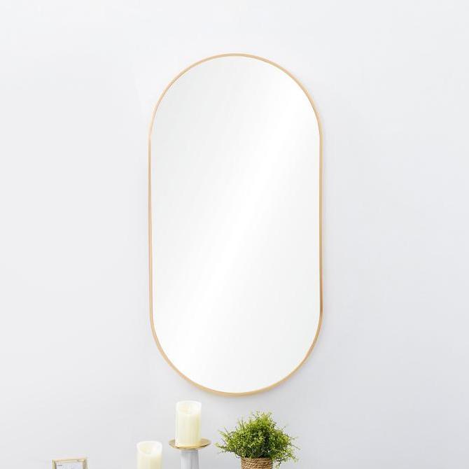 Informa 50X100 Cm Cermin Dinding Dekorasi Oval U58 - Hitam Kaca Pantul Hiasan Rumah Perlengkapan Kam