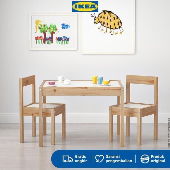 Ikea Latt Meja Belajar Anak Dengan 2 Kursi Bahan Kayu