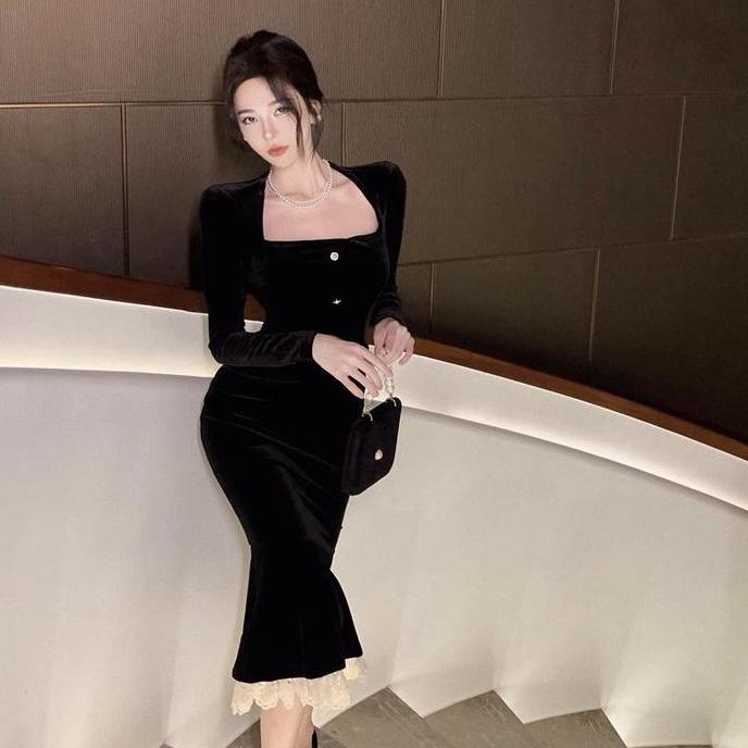 BL51 }} Newlan QZ064 Long Sexy Dress Sleeveless Gaun Sexy Panjang Tanpa Lengan  Dress rajut korea, g