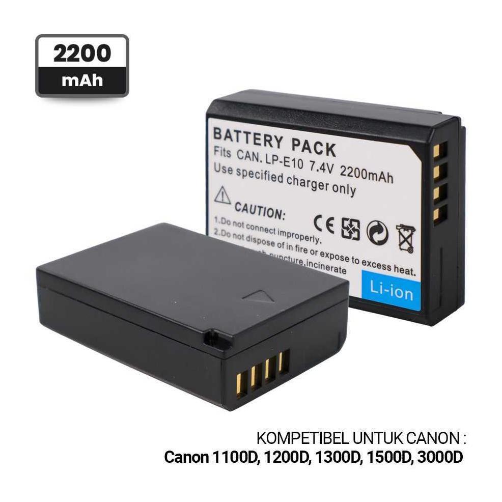 TERBARU Baterai Camera Kamera DLSR Canon 1100D, 1200D, 1300D, 1500D, 3000D LP-E10 2200mAh (Replika 1