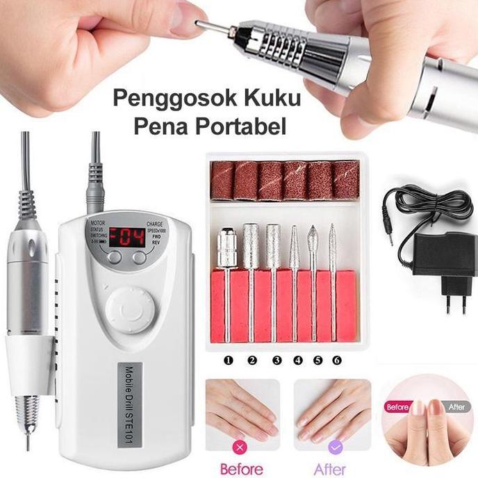 LOLY Alat Kikir Kuku Elektrik Portable Paket Nail Art Lengkap Rechargeable Nail Drill Polisher Grind
