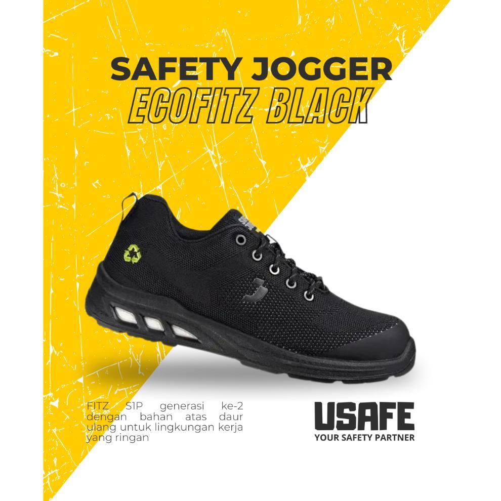 TERBARU Sepatu Safety Jogger Ecofitz Black Hitam Daur Ulang