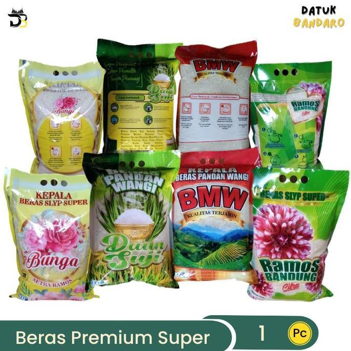 Beras 5 kg Rojolele Bunga Ramos Bmw Daun Suji Petruk Merah 5kg Nasi Bubur Rice Food Pandan Wangi Put