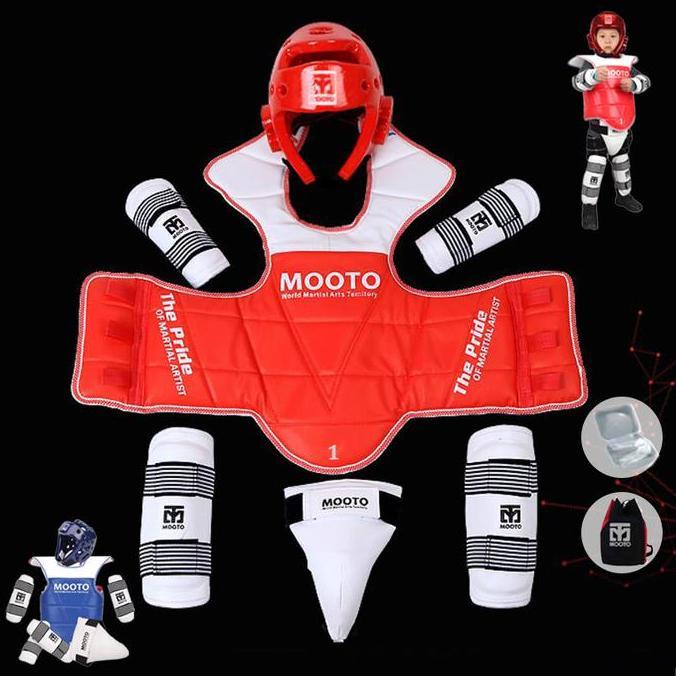 BEBAS ONGKIR - Alat Pelindung Taekwondo Full Set Guard Taekwondo Anak Body Protector Helm Guard