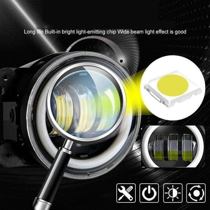 CIZARY 2pcs lampu daymaker foglamp 4 inch 30 watt  Fog lamp Angel aye putih kuning Lampu Foglamp LED