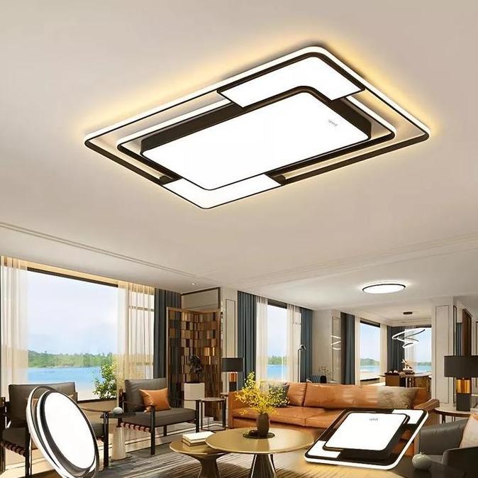 YOXLY Ready StockLampu Plafon 3 Warna LED 48/90CM Modern Minimalis Bentuk Persegi Gaya Nordic Untuk 