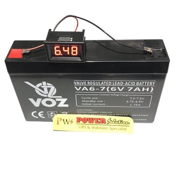 VOZ Battery 6V 7Ah + Digital Volt Meter