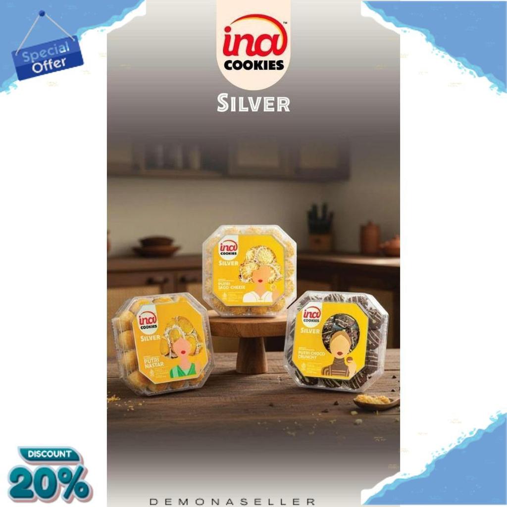 Ina Cookies Silver Kue Kering Putri Salju Nastar Kastengel Diskon 50%