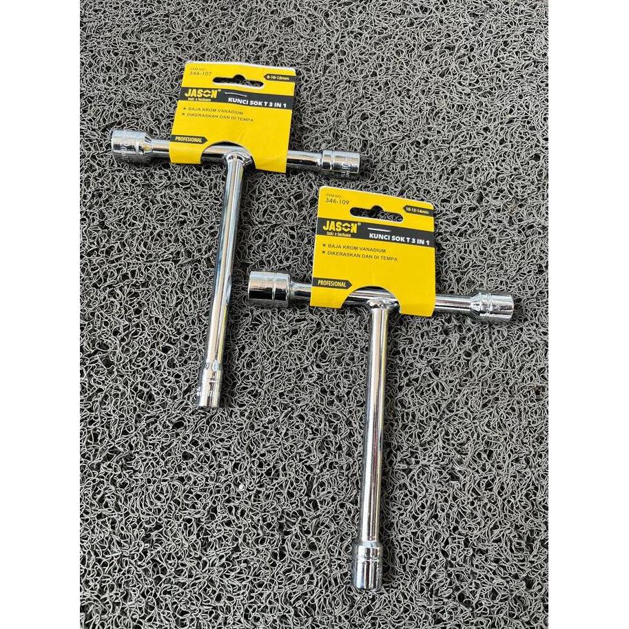 KUNCI T 3IN1 Kunci T 3 ukuran Pendek Jason Kunci Sok Type - T Kunci T 10-12-14 / 8-10-12 terlaris