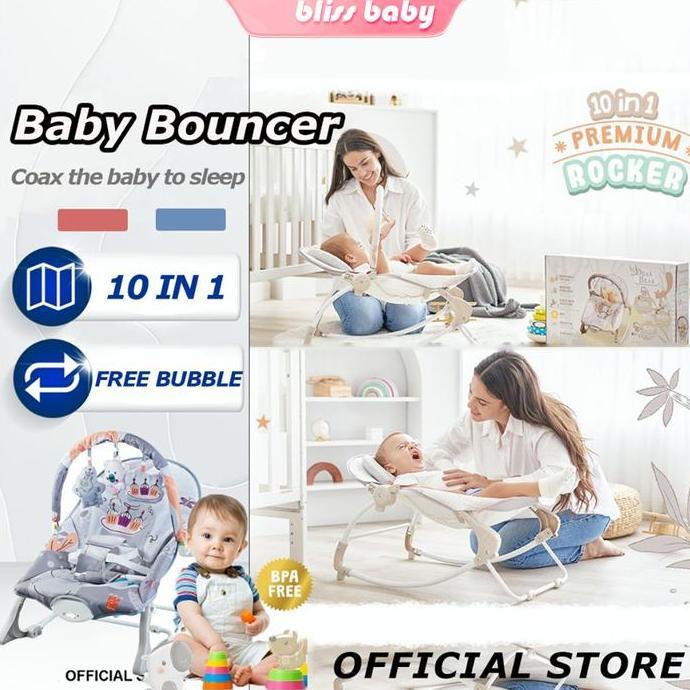 Bouncer Bayi Ayunan Bayi 10in1 Premium Kursi Goyang Manual & Otomatis Bouncer Bayi To Up 25 kg Ayuna