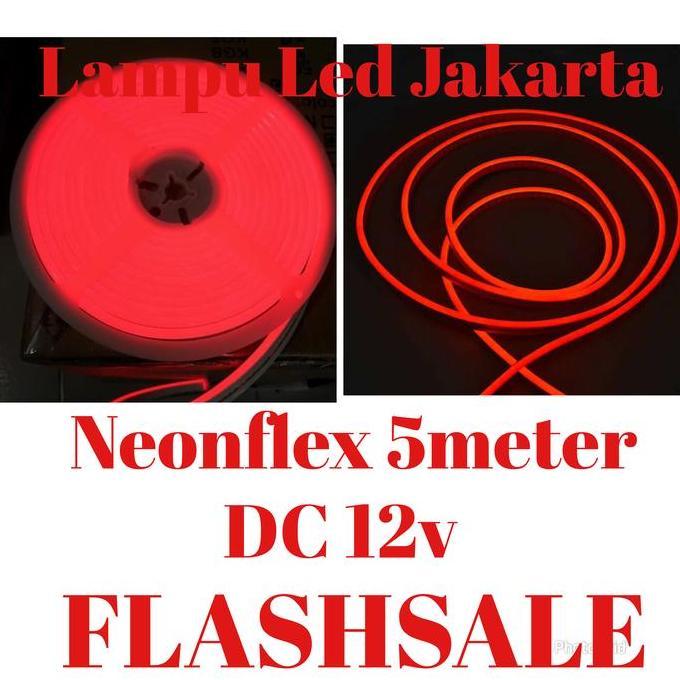 Lampu neon flex merah 5meter 12v. Selang Neon sign flex merah 5m 12v. original