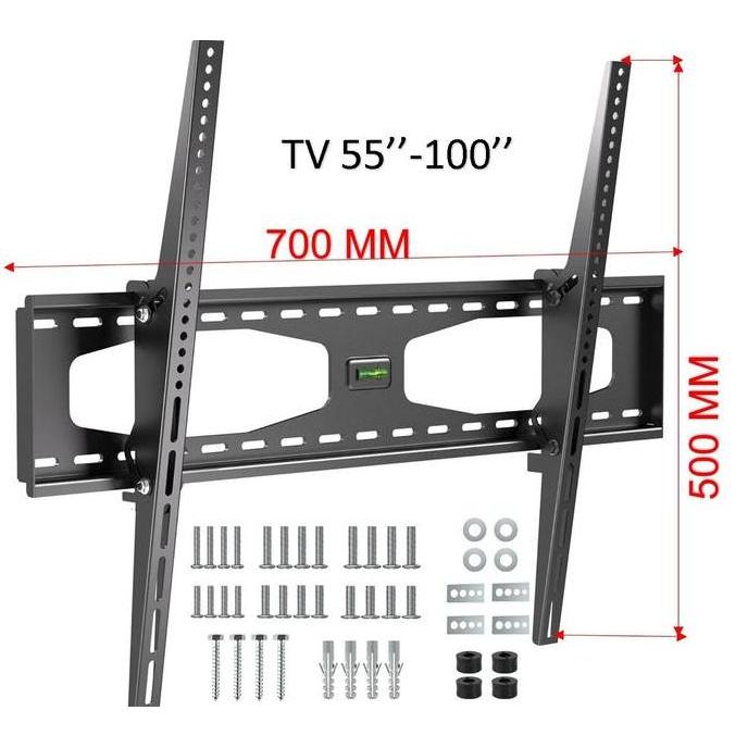 TERBARU - Bracket TV Besar 55-100 Inch VESA 700x500mm Bisa Tilt 15 Derajat & Waterpas Gantungan TV T