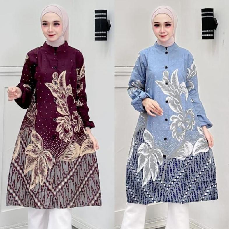 Premium Tunik Batik Baju Batik Wanita Modern Atasan Batik Kerja Wanita