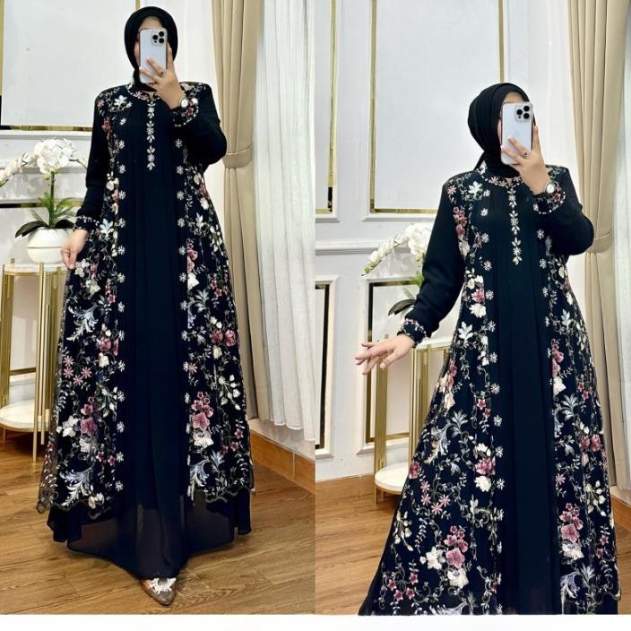HOT DEALS GAMIS PESTA MEWAH ELEGAN MISELA DRSES BO SIZE M L XL XXL XXXL LD 100-130 CM PB 140 CM BAHA