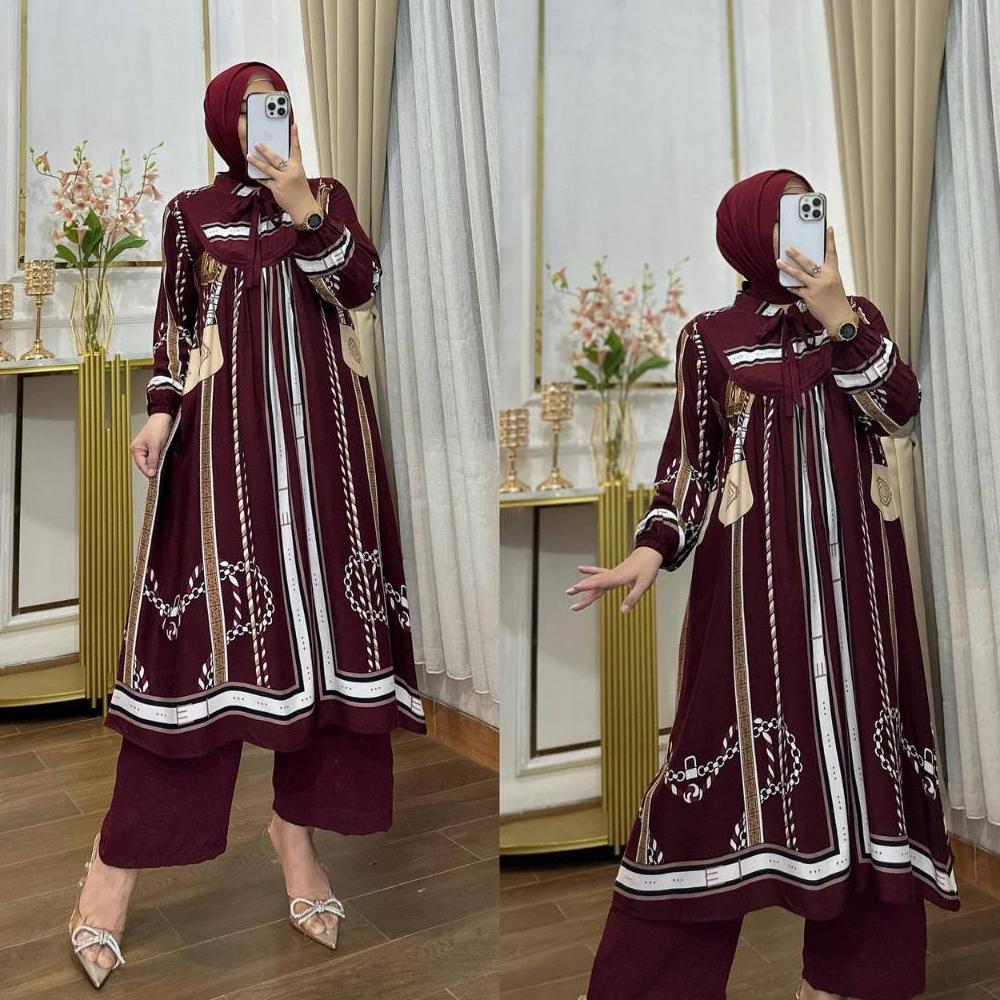 HOT DEALS ONESET KAYLA - ONESET INARA - SETELAN TUNIK SUSUN RAYON PREMIUM JUMBO