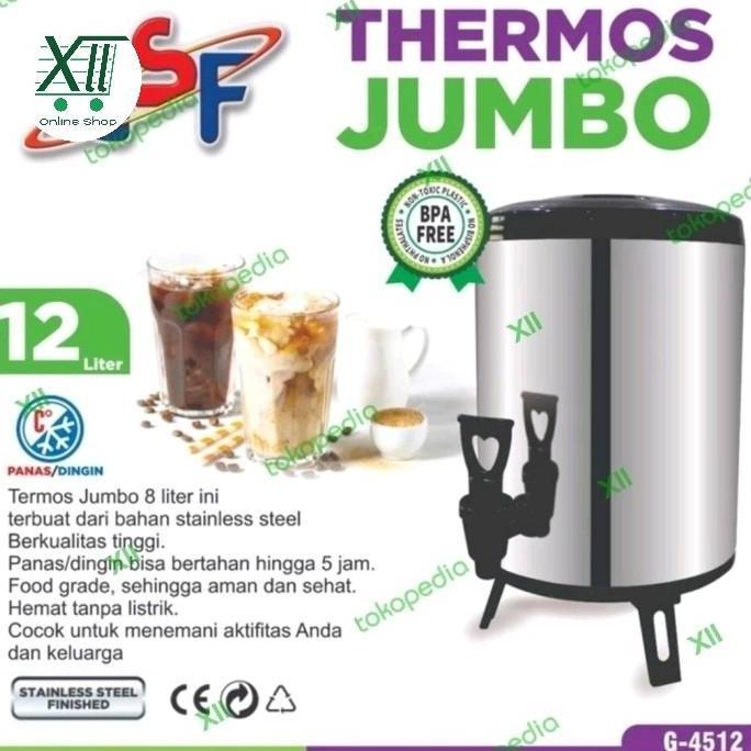 Gsf G~4512 Water Jug Dispenser 12 Liter Thermos Jumbo Stainless Steel