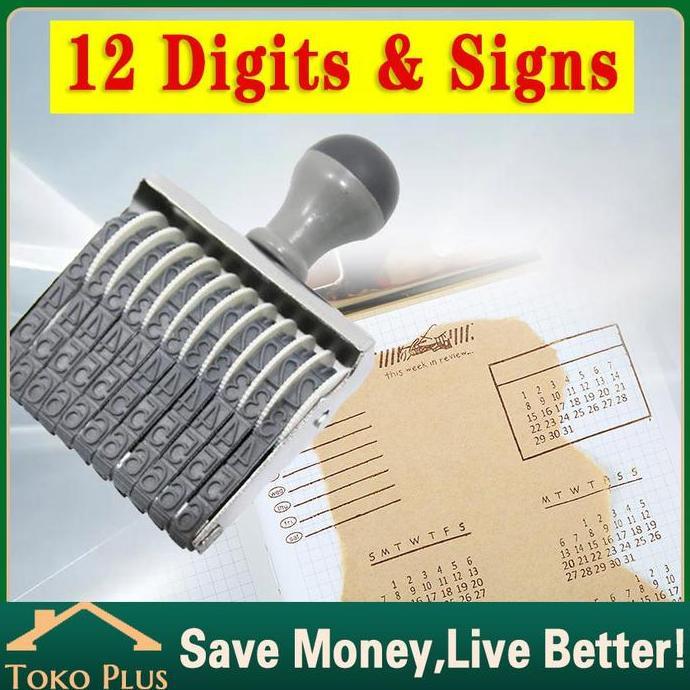 GHURDI 12 Digits Stempel LUNAS Tanggal Date Stamp 4.5mm Manual Huruf Angka