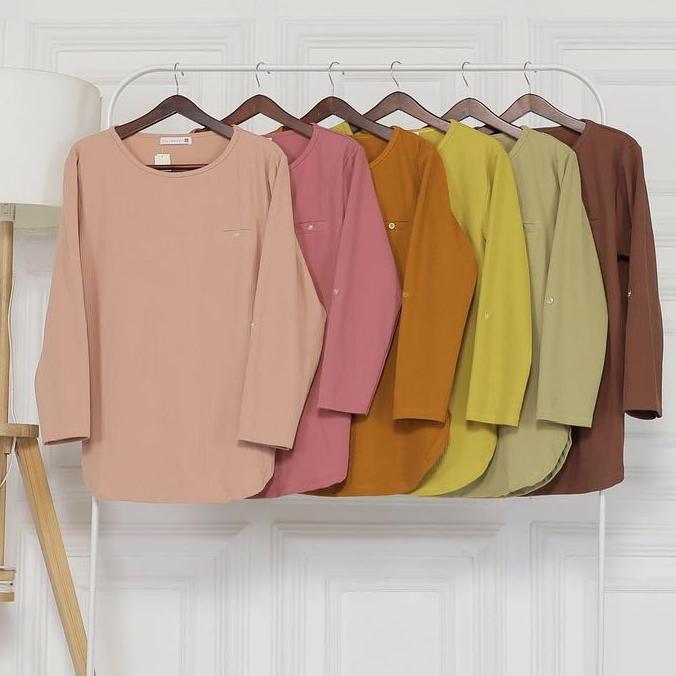 Bergaransi [Nayla Blouse] Kaos Atasan Fenomenal Wanita Lengan Panjang || Kaos Polos Cewek Model Oval